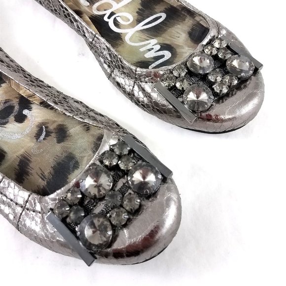 Sam Edelman Caper Metallic Ballet Flats Rhinestone - Picture 3 of 6
